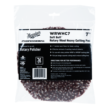 Rotary Wool Heavy Cutting Pad 7" Hook and Loop