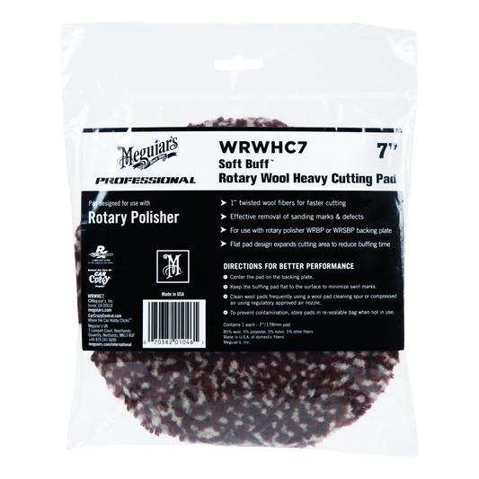Rotary Wool Heavy Cutting Pad 7" Hook and Loop