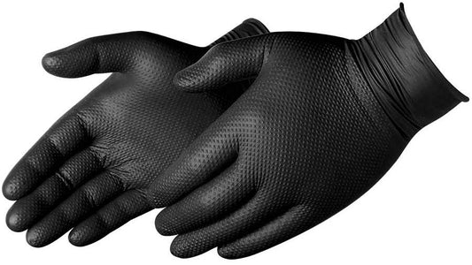 Diamond Textured Black Nitrile Gloves- LG- 100 pcs