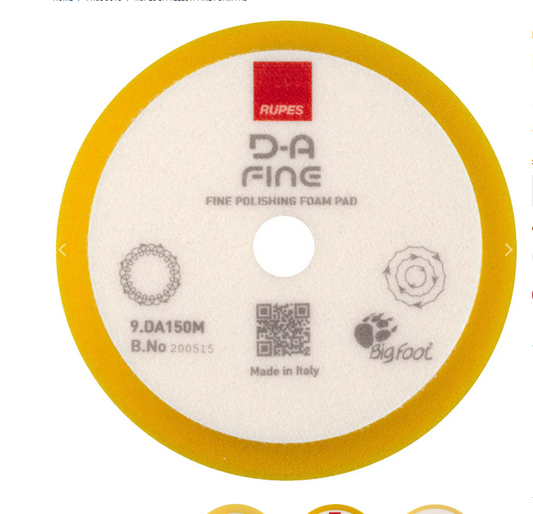 Rupes D-A FINE High Performance Fine Polishing Foam Pad Yellow - 6"