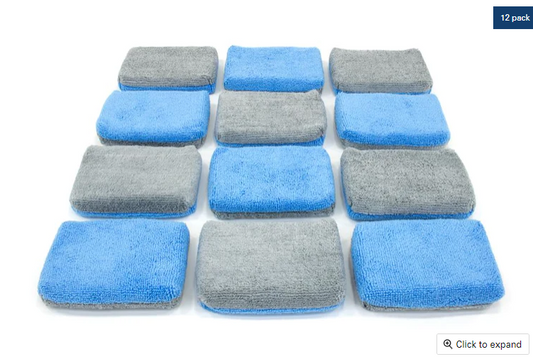 Autofiber Thin Microfiber Coating Applicator Sponge w/ Plastic Barrier - 12 pack