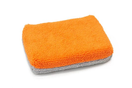 Thin [Saver Applicator Terry] Microfiber Coating Applicator Sponge with Plastic Barrier ORANGE
