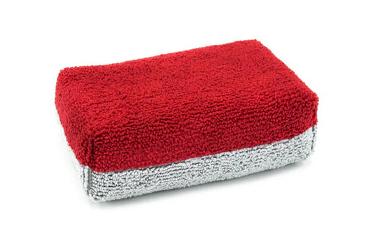 Thick [Saver Applicator Terry] Microfiber Coating Applicator Sponge with Plastic Barrier- (RED) single