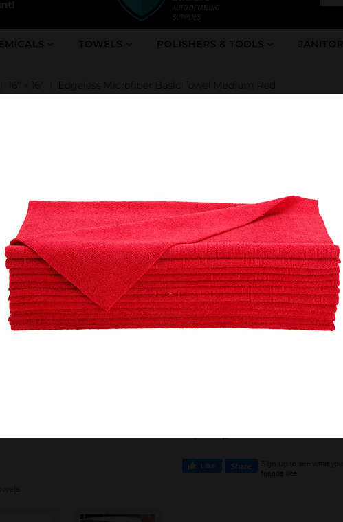 16x16 Red Edgeless Microfiber Towel