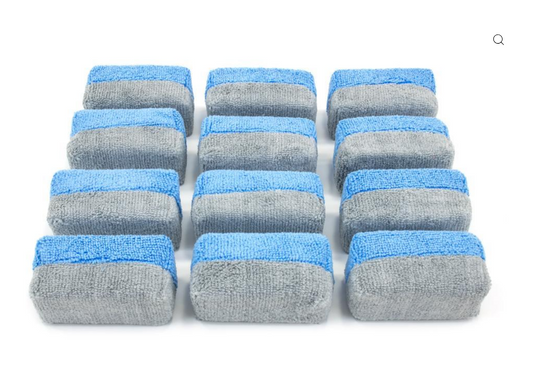 Mini Saver Applicator Terry Microfiber Coating Applicator Sponge with Plastic Barrier - 12 pack