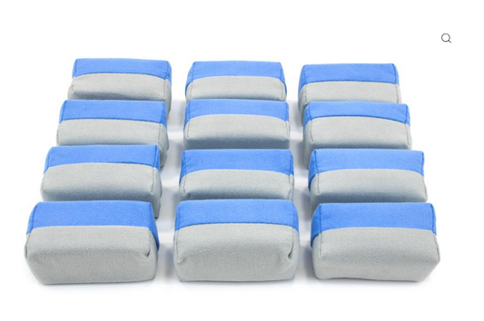 Autofiber Mini Microfiber Suede Applicator Sponge with Plastic Barrier - Blue & Gray - 12 pack