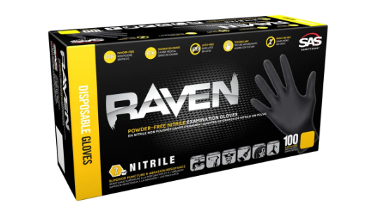 Raven Nitrile Gloves  (Large) 100 pcs. [7Mil]