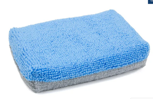 Thin [Saver Applicator Terry] Microfiber Coating Applicator Sponge with Plastic Barrier - 12 pack