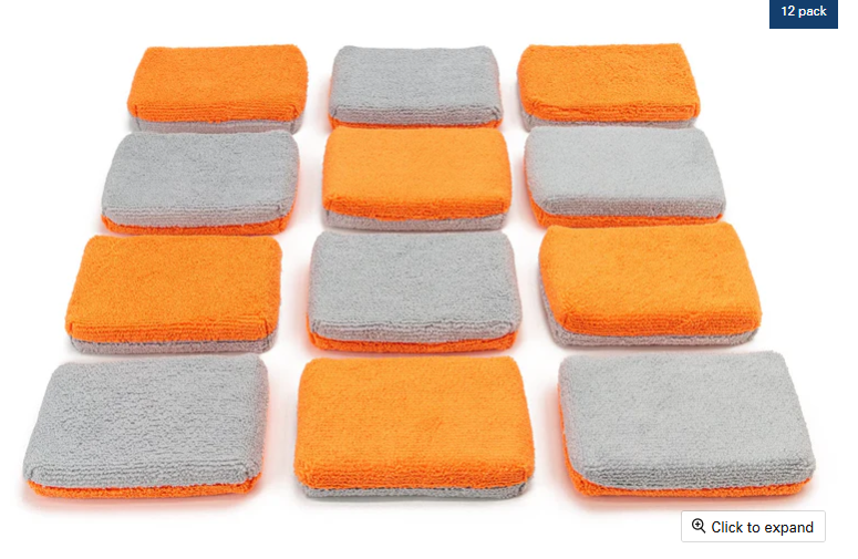 Thin [Saver Applicator Terry] Microfiber Coating Applicator Sponge with Plastic Barrier - 12 pack Orange